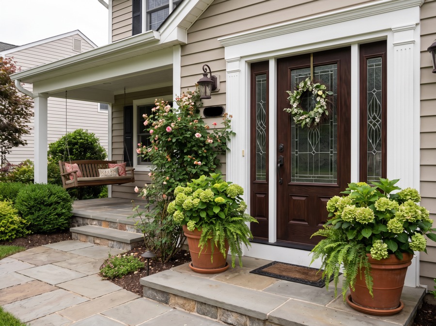 Front entrance and porch of a single-family home
